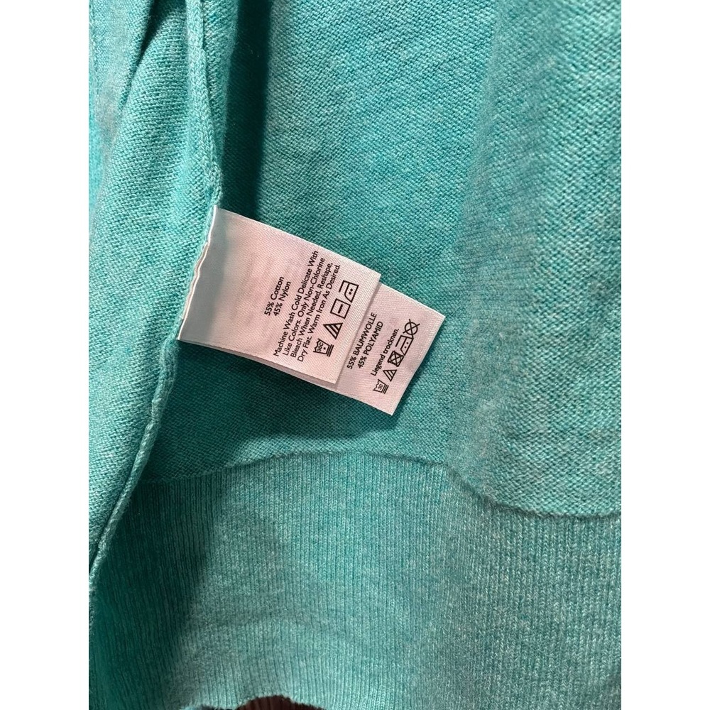 Eddie Bauer Womens Small Turquoise Cardigan Sweater Spring Cotton Blend Soft - Picture 5 of 6